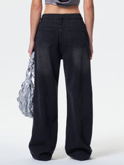 Pocket Design Blue Wash Boyfriend Jeans