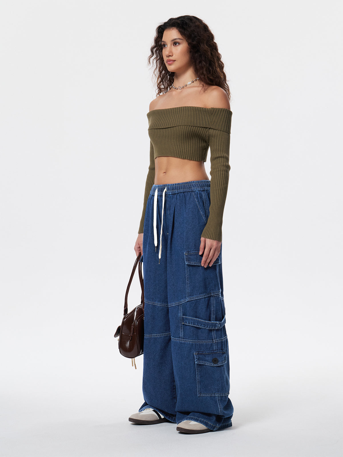 Punk Blue Wash Baggy Cargo Jeans
