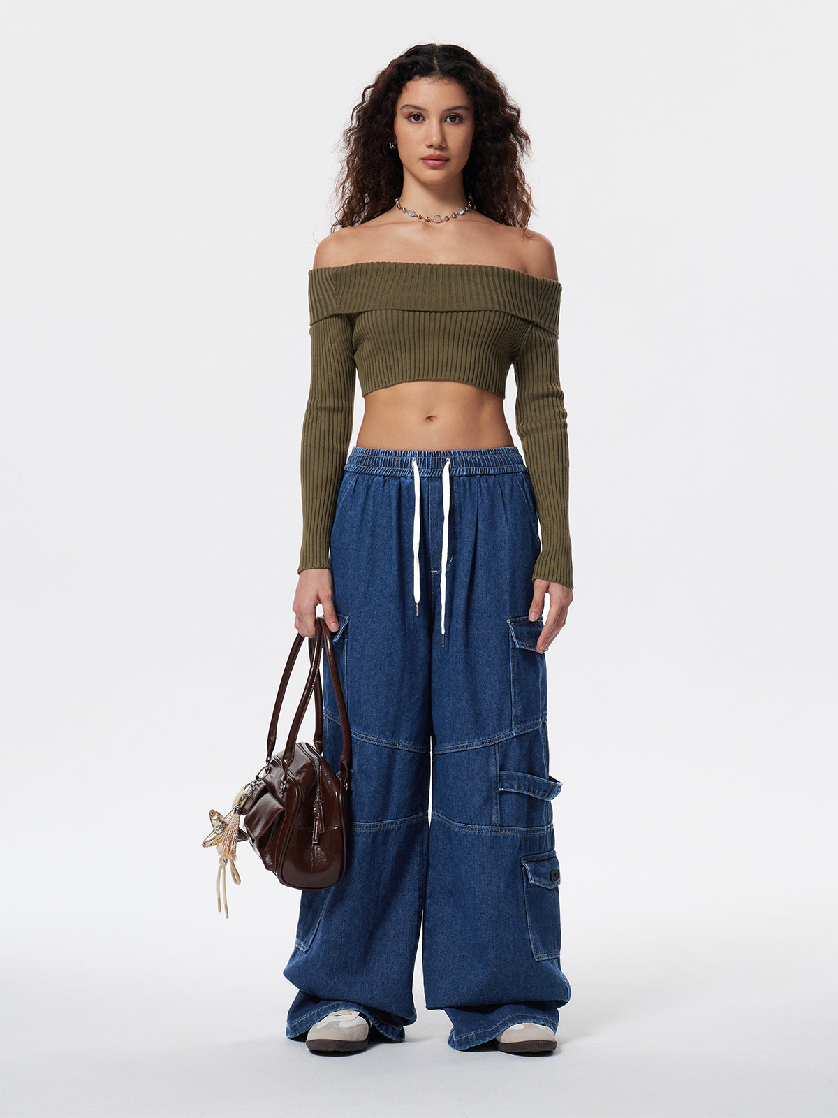 Punk Blue Wash Baggy Cargo Jeans