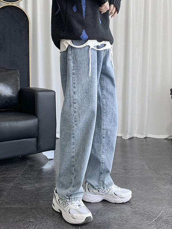 Men's Blue Wash Basic Loose Jeans
