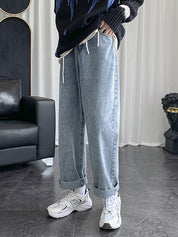 Men's Blue Wash Basic Loose Jeans