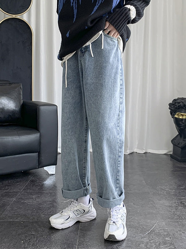 Men's Blue Wash Basic Loose Jeans