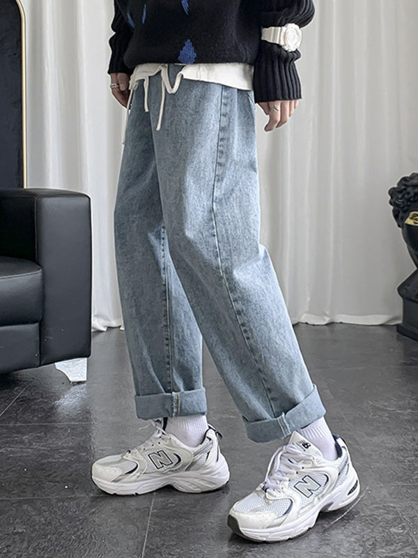 Men's Blue Wash Basic Loose Jeans