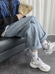 Men's Blue Wash Basic Loose Jeans