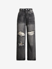 Vintage Wash Distressed Ripped Jeans