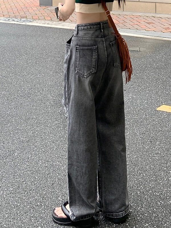 Vintage Wash Distressed Ripped Jeans
