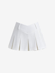 V Cut Pleated Micro Mini Skirt