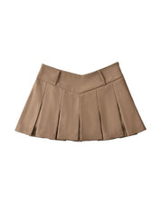 V Cut Pleated Micro Mini Skirt