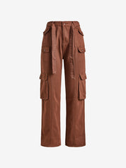 Belted Baggy Denim Cargo Jeans