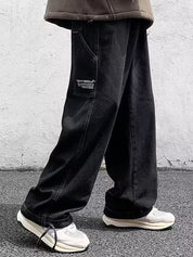 Men's Loose Fit Black Cargo Jeans