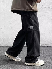Men's Loose Fit Black Cargo Jeans