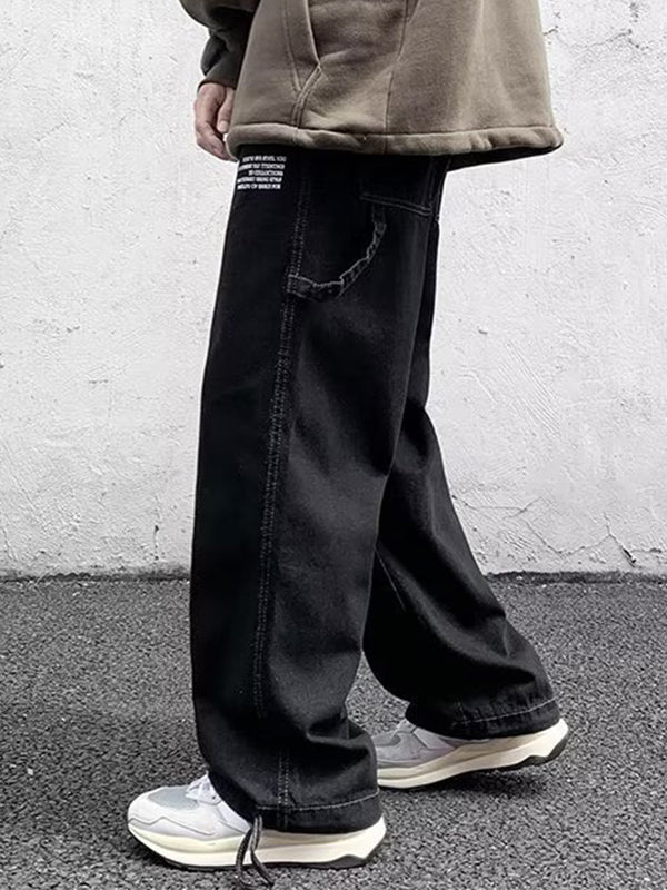 Men's Loose Fit Black Cargo Jeans