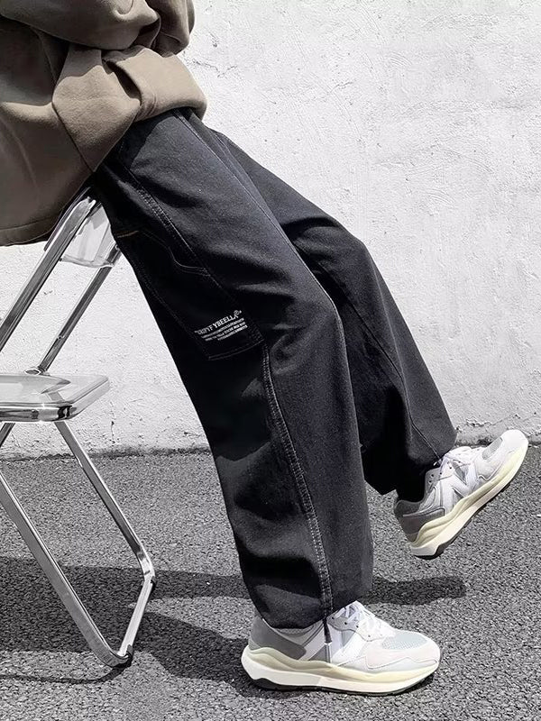 Men's Loose Fit Black Cargo Jeans
