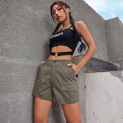 Denim Straight Leg Cargo Shorts