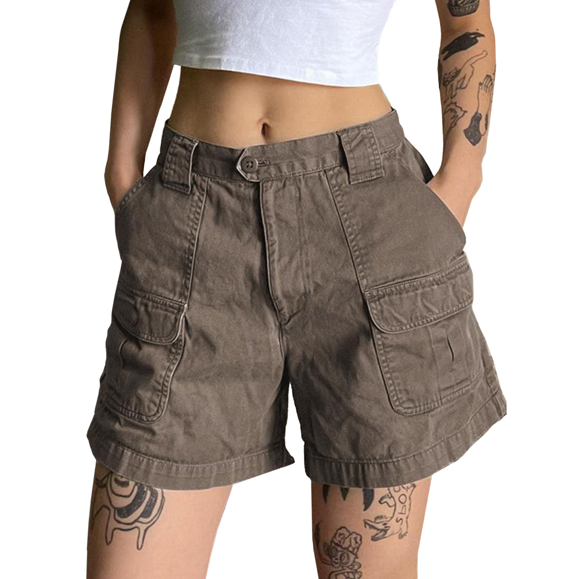 Denim Straight Leg Cargo Shorts