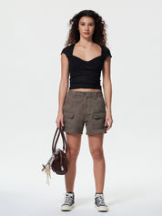 Denim Straight Leg Cargo Shorts