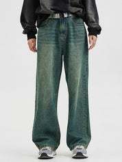 Men's Vintage Faded Denim Loose Jeans