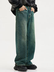 Men's Vintage Faded Denim Loose Jeans