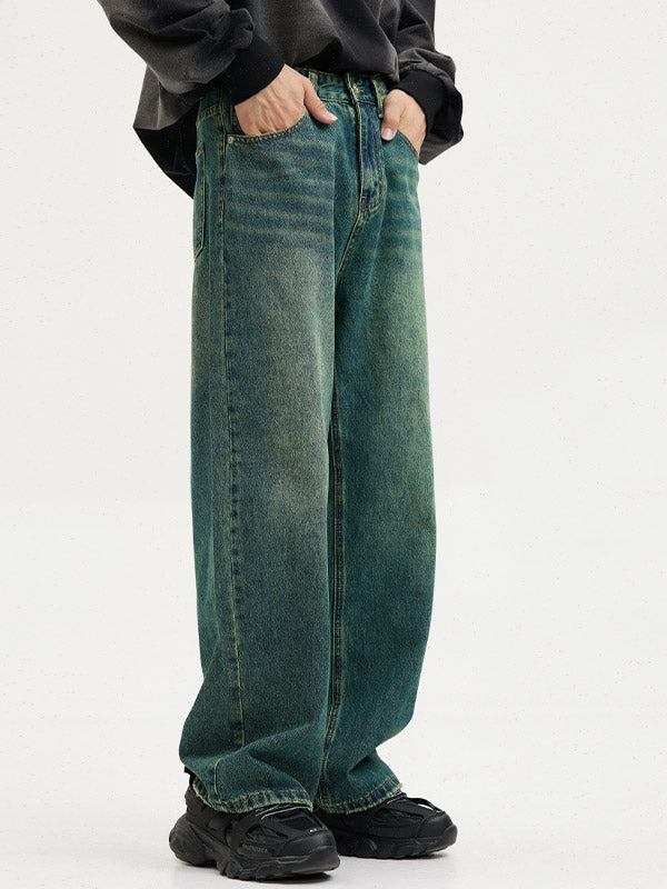 Men's Vintage Faded Denim Loose Jeans