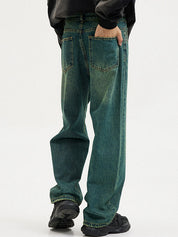 Men's Vintage Faded Denim Loose Jeans