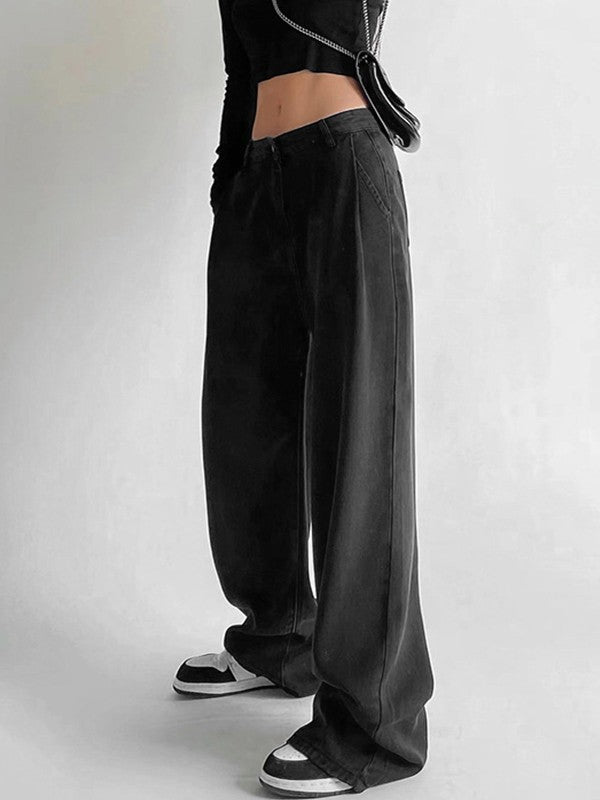 EMMIOL Black High Rise Baggy 26°C/78°F Air Jeans