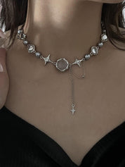 Star Charm Beads Faux Pearl Necklace