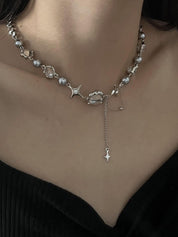 Star Charm Beads Faux Pearl Necklace