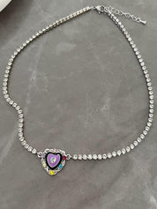 Rhinestone Heart Charm Necklace