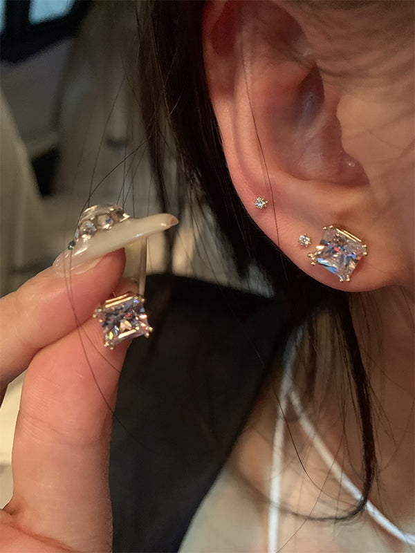 4pcs Rhinestone Charm Earring Set