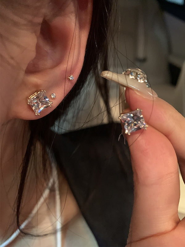 4pcs Rhinestone Charm Earring Set