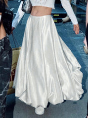 Pure Color Romantic Buds Midi Skirts