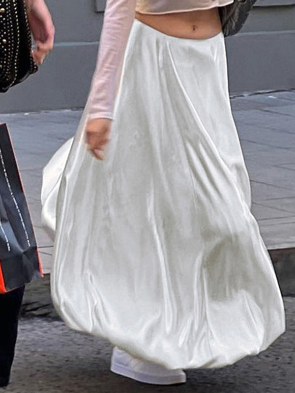 Pure Color Romantic Buds Midi Skirts