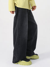 Men's Fit Semi-Elastic Waist Straight-Leg Loose Jeans