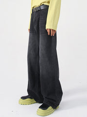 Men's Fit Semi-Elastic Waist Straight-Leg Loose Jeans