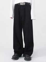 Men's Fit Semi-Elastic Waist Straight-Leg Loose Jeans