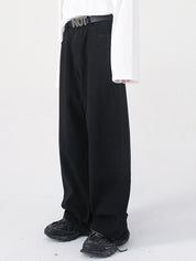 Men's Fit Semi-Elastic Waist Straight-Leg Loose Jeans