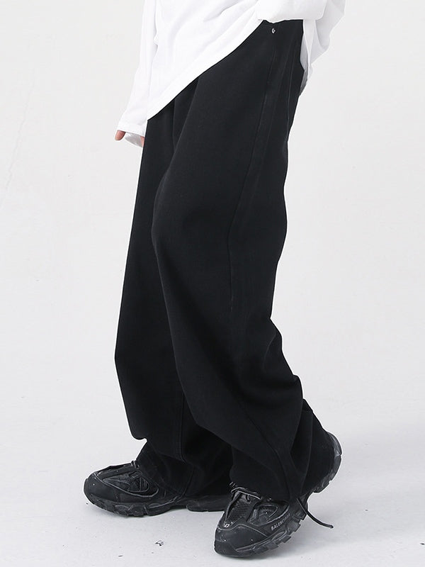 Men's Fit Semi-Elastic Waist Straight-Leg Loose Jeans