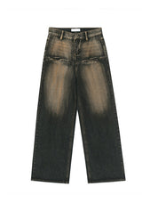 Contrast Wash Distressed Vintage Boyfriend Jeans