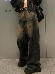 Contrast Wash Distressed Vintage Boyfriend Jeans