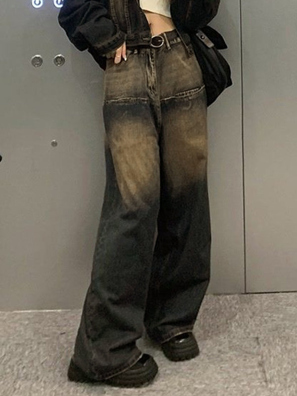 Contrast Wash Distressed Vintage Boyfriend Jeans