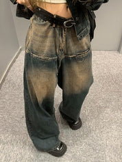 Contrast Wash Distressed Vintage Boyfriend Jeans
