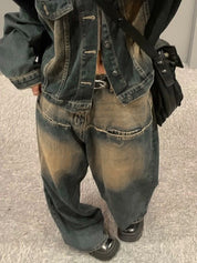 Contrast Wash Distressed Vintage Boyfriend Jeans