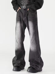 Men's Vintage Wash Flared Loose Jeans