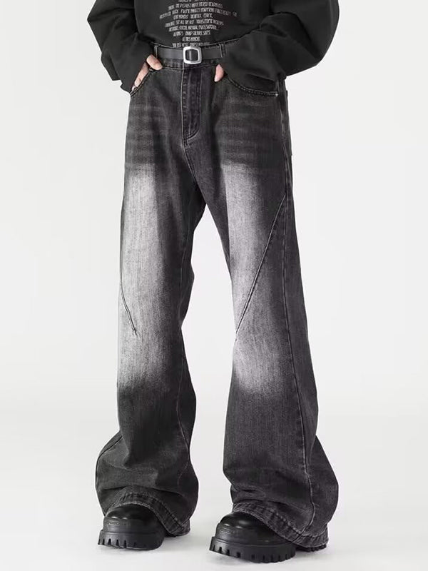 Men's Vintage Wash Flared Loose Jeans