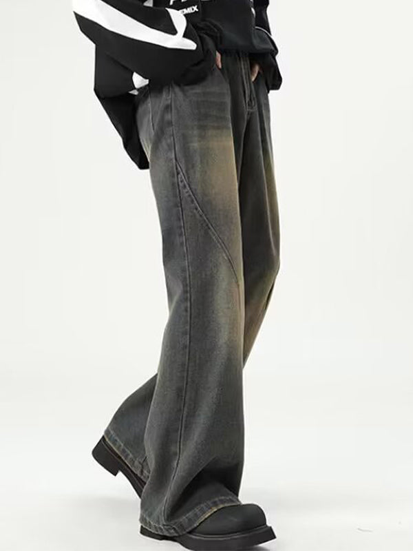 Men's Vintage Wash Flared Loose Jeans