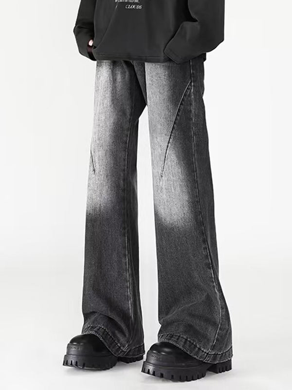 Men's Vintage Wash Flared Loose Jeans