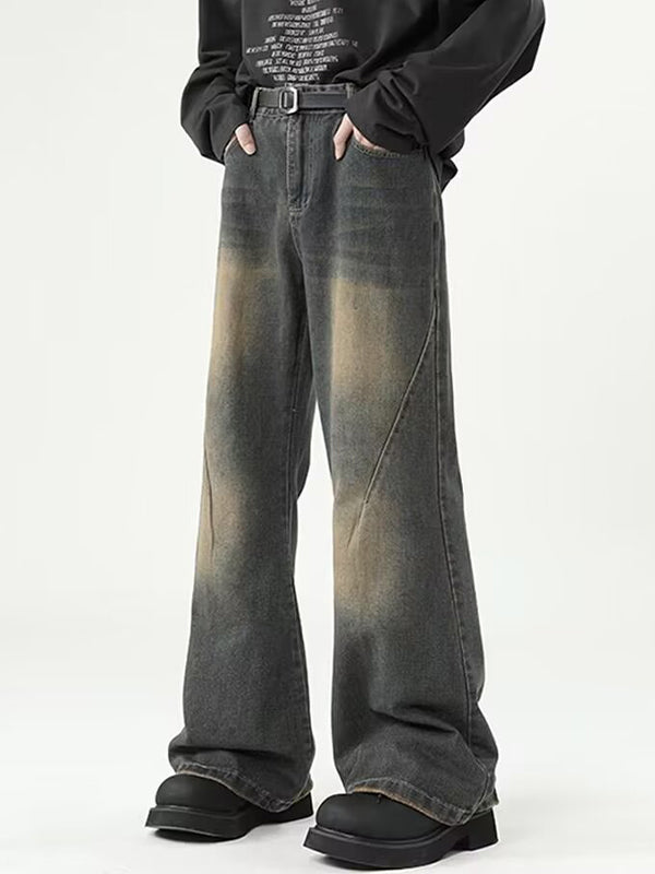 Men's Vintage Wash Flared Loose Jeans
