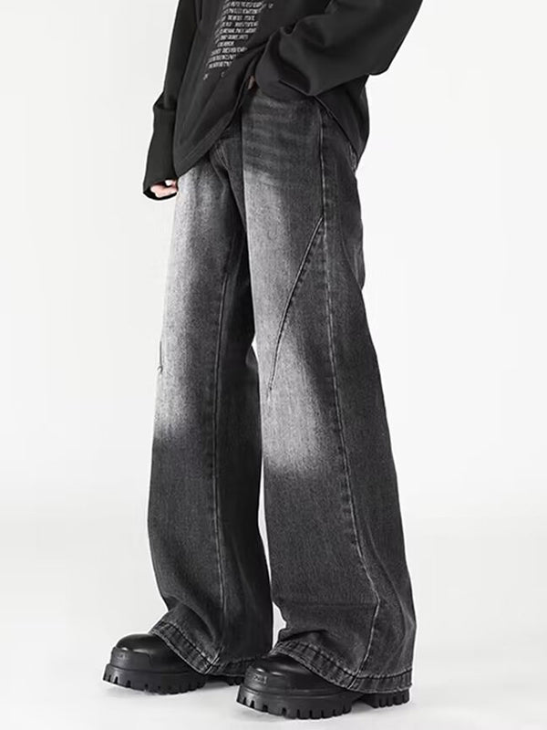 Men's Vintage Wash Flared Loose Jeans