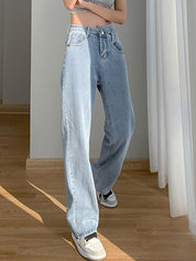 Irregular Design High Rise Boyfriend Jeans