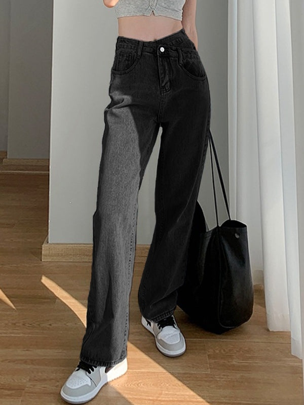 Irregular Design High Rise Boyfriend Jeans